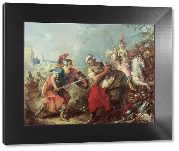 The Fight between Tancred and Argante With Clorinda in the Background, 1714-1760. Creator: Antonio Guardi