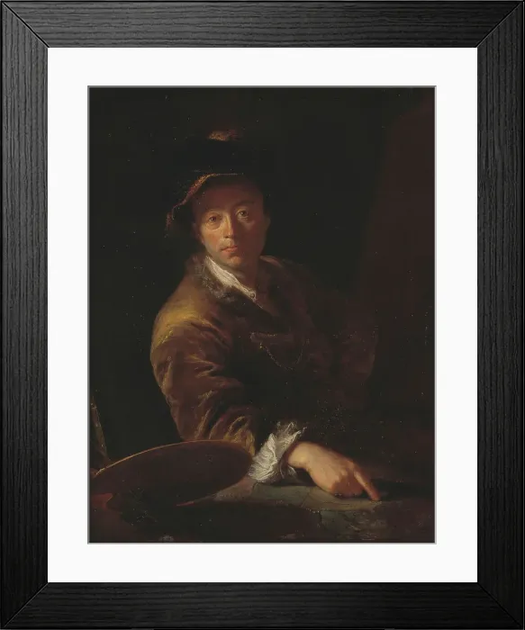 Framed Print : Portrait of a Painter (presumably C. L. Agricola, 1667-1719), 1714. Creator: Antoine Pesne Framed Print : Portrait of a Painter (presumably C. L. Agricola, 1667-1719), 1714. Creator: Antoine Pesne