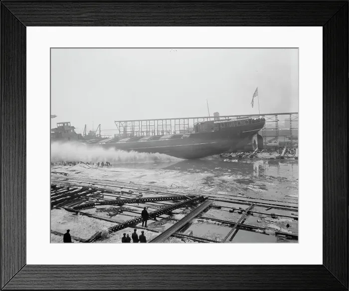Framed Print : Str. F.P. Jones, launch, 1913 Mar 8. Creator: Unknown