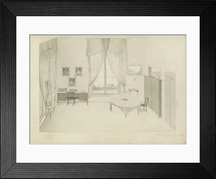 Framed Print : Interior of the palace in Buitenzorg in West-Java, 1842. Creator: Anon