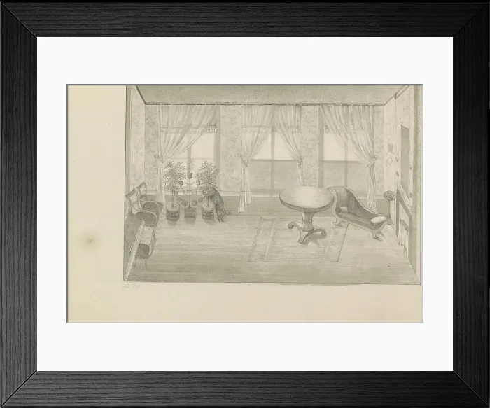 Framed Print : Interior of a salon, 1838. Creator: Anon Framed Print : Interior of a salon, 1838. Creator: Anon