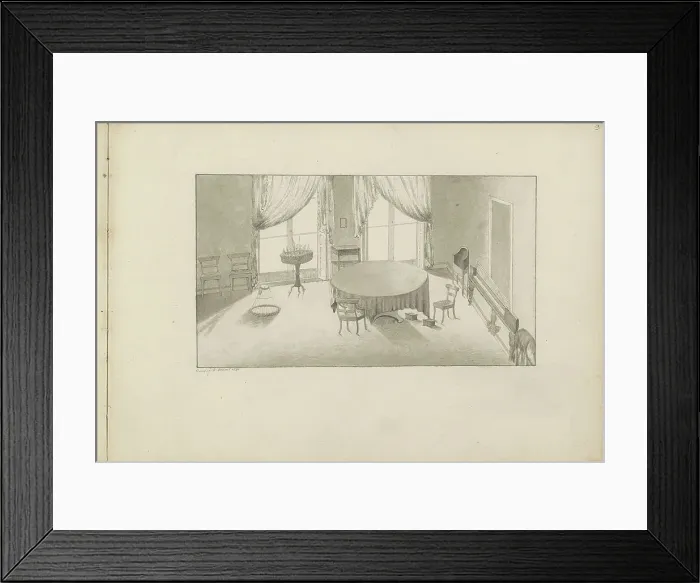 Framed Print : Interior of a living room in Amersfoort, 1840. Creator: Anon Framed Print : Interior of a living room in Amersfoort, 1840. Creator: Anon