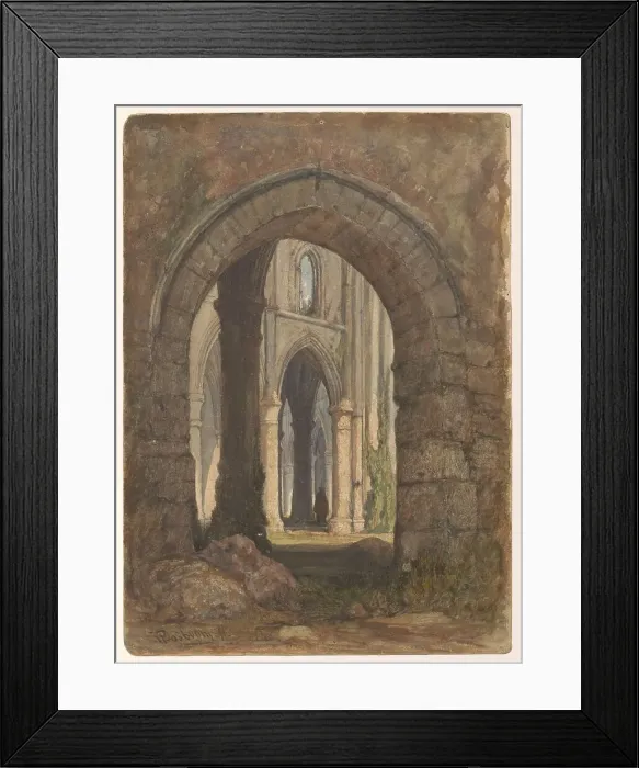 Framed Print : Ruin of a Gothic church, after 1800-before 1899. Creator: Anon Framed Print : Ruin of a Gothic church, after 1800-before 1899. Creator: Anon