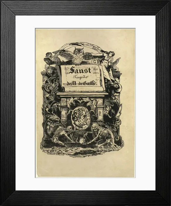 Framed Print : Portrait Medallion of Goethe, title page from Faust, 1828. Creators: Achille Deveria, Eugene Delacroix Framed Print : Portrait Medallion of Goethe, title page from Faust, 1828. Creators: Achille Deveria, Eugene Delacroix