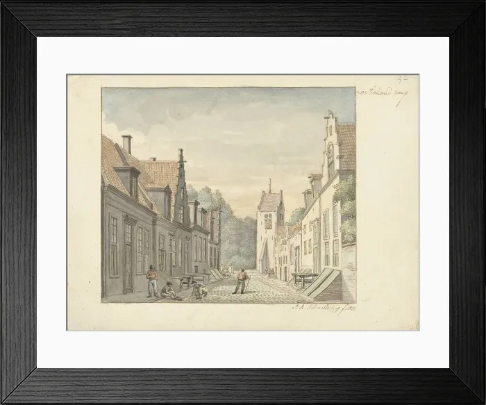 Framed Print : Street in the village of Oosterland on Duiveland, 1822. Creator: Joseph Schmetterling Framed Print : Street in the village of Oosterland on Duiveland, 1822. Creator: Joseph Schmetterling