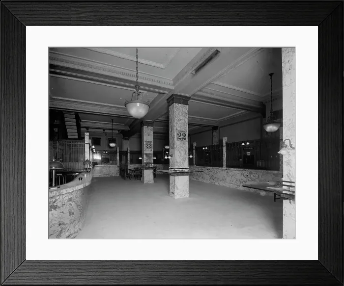 Framed Print : Street floor, Temple Place branch, Old Colony Trust Company, Boston, Mass. 1913 April. Creator: Unknown Framed Print : Street floor, Temple Place branch, Old Colony Trust Company, Boston, Mass. 1913 April. Creator: Unknown