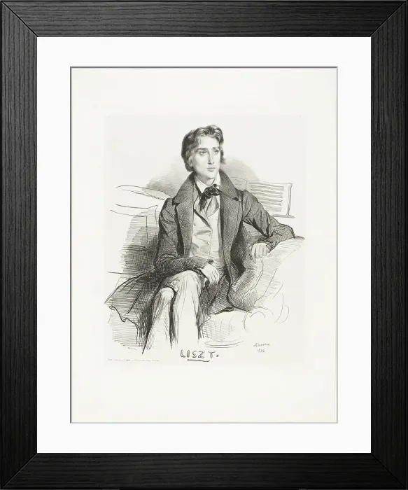 Framed Print : Portrait of Franz Liszt, published August 1832. Creator: Achille Deveria Framed Print : Portrait of Franz Liszt, published August 1832. Creator: Achille Deveria