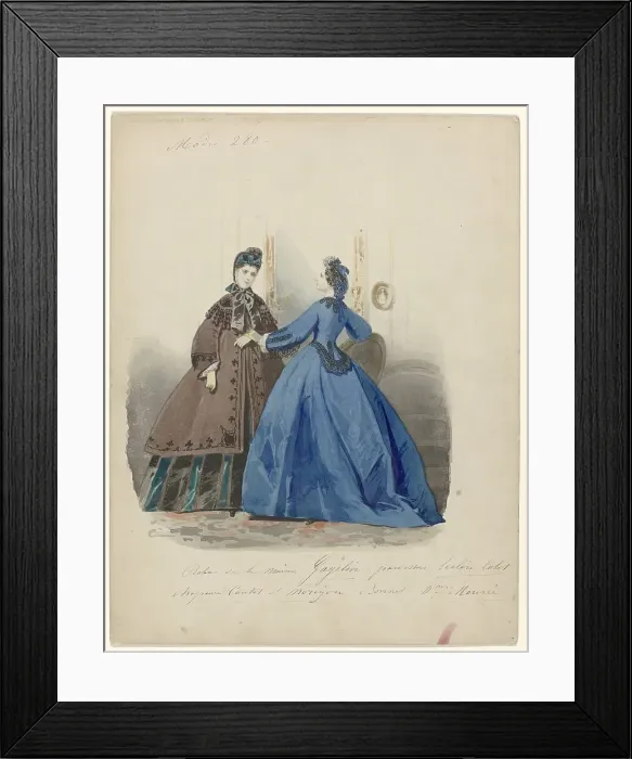 Framed Print : Modes 280: dresses by Maison Gagelin... c.1860. Creator: Anon Framed Print : Modes 280: dresses by Maison Gagelin... c.1860. Creator: Anon