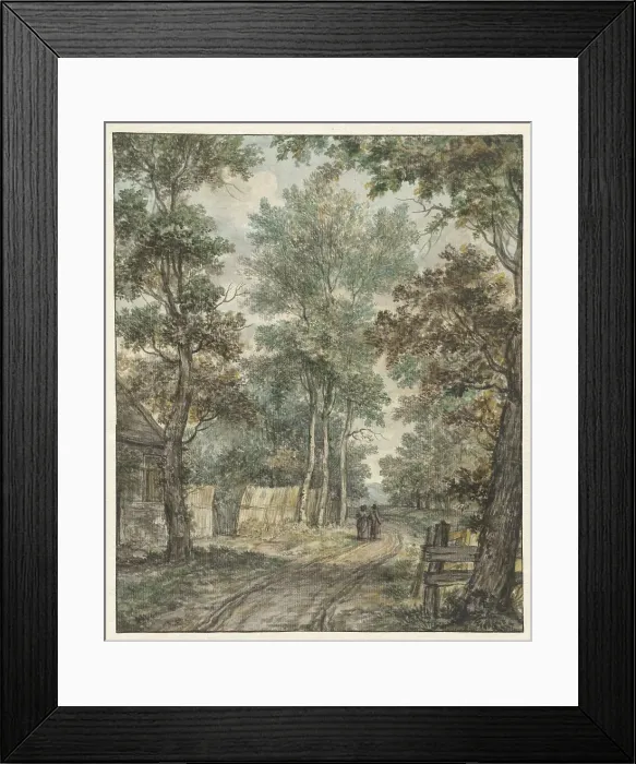 Framed Print : Walkers on a forest road near Heemstede, 1752-1819. Creator: Juriaan Andriessen
