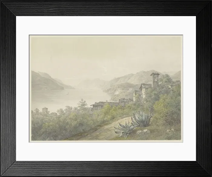 Framed Print : View from the Bellagio park, on Lake Como, 1824-1888. Creator: Karoly Lajos Libay Framed Print : View from the Bellagio park, on Lake Como, 1824-1888. Creator: Karoly Lajos Libay