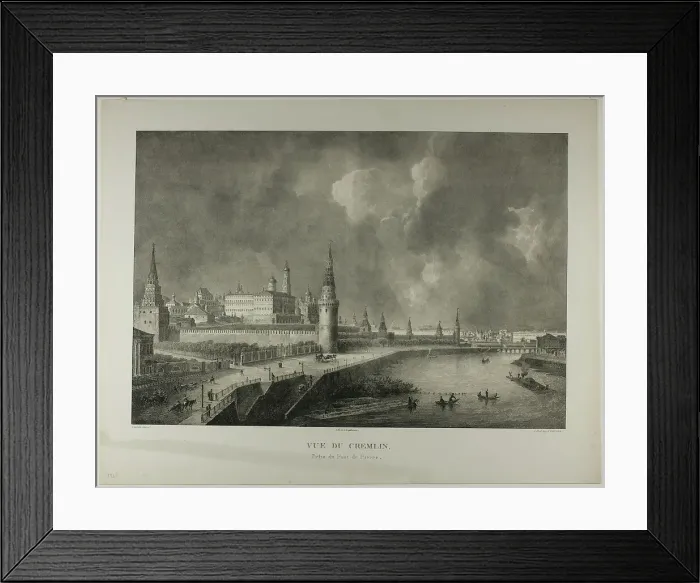 Framed Print : View of the Kremlin from the Stone Bridge, 1833. Creator: Alexandre-Evariste Fragonard Framed Print : View of the Kremlin from the Stone Bridge, 1833. Creator: Alexandre-Evariste Fragonard