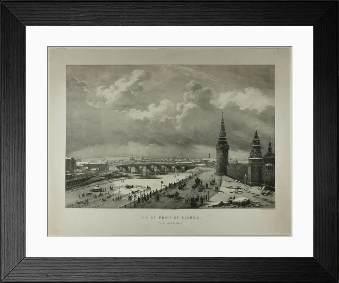 Framed Print : View of the Stone Bridge from the Kremlin, 1833. Creator: Alexis Victor Joly Framed Print : View of the Stone Bridge from the Kremlin, 1833. Creator: Alexis Victor Joly
