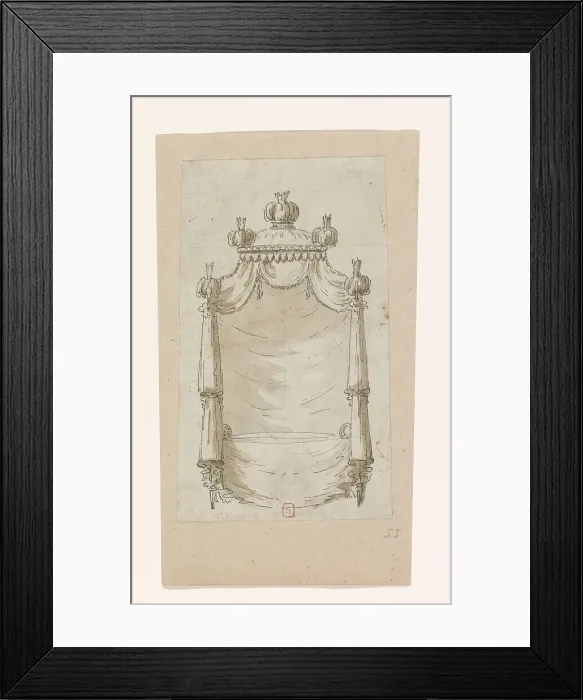 Framed Print : Design for a bed, c.1770-c.1780. Creator: Anon Framed Print : Design for a bed, c.1770-c.1780. Creator: Anon
