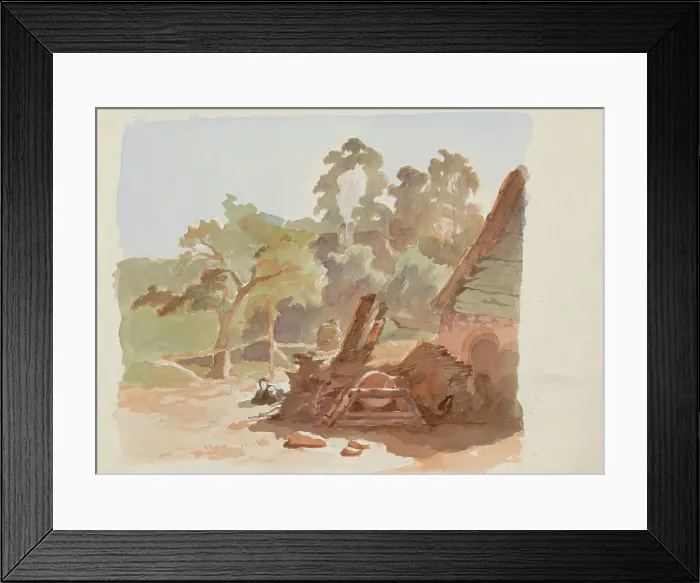 Framed Print : Stack of firewood outside a hut, 1864-1865. Creator: Maria Vos Framed Print : Stack of firewood outside a hut, 1864-1865. Creator: Maria Vos