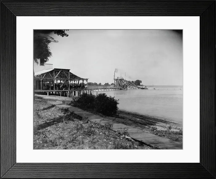 Framed Print : Water toboggan, Put-in-Bay, Ohio, between 1880 and 1899. Creator: Unknown Framed Print : Water toboggan, Put-in-Bay, Ohio, between 1880 and 1899. Creator: Unknown
