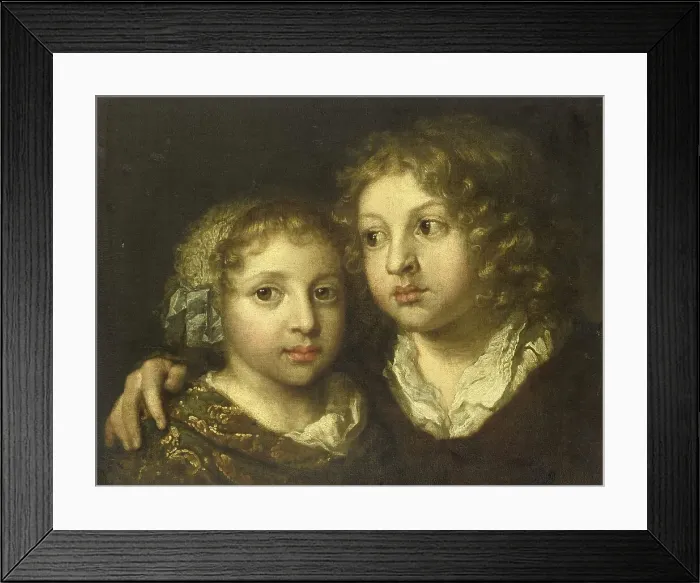 Framed Print : A daughter and a son (Constantijn?) of the artist, 1661-1684. Creator: Gaspar Netscher Framed Print : A daughter and a son (Constantijn?) of the artist, 1661-1684. Creator: Gaspar Netscher