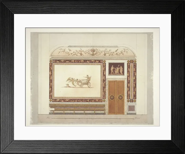 Framed Print : Design for a room wall in Etruscan style with a sofa, 1790-1795. Creator: Anon Framed Print : Design for a room wall in Etruscan style with a sofa, 1790-1795. Creator: Anon