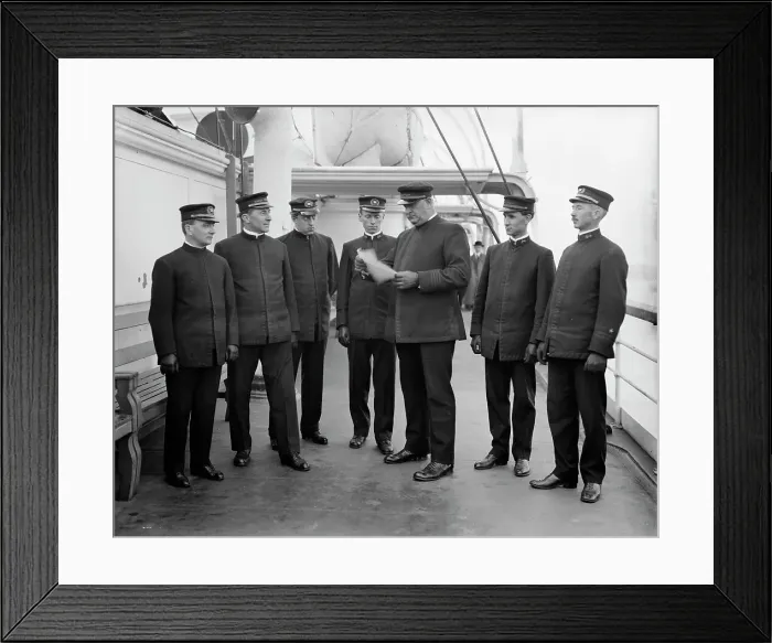 Framed Print : Group of officers on deck, Greenwich, Conn. between 1905 and 1915. Creator: Unknown Framed Print : Group of officers on deck, Greenwich, Conn. between 1905 and 1915. Creator: Unknown