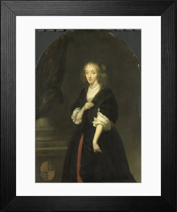 Framed Print : Portrait of Jacoba Bicker (1640-95), wife of Pieter de Graeff, 1663. Creator: Gaspar Netscher Framed Print : Portrait of Jacoba Bicker (1640-95), wife of Pieter de Graeff, 1663. Creator: Gaspar Netscher