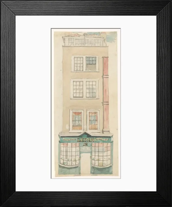 Framed Print : Exterior of the store of bookseller and publisher Samuel Leigh in London, 1814-c.1840. Creator: Anon Framed Print : Exterior of the store of bookseller and publisher Samuel Leigh in London, 1814-c.1840. Creator: Anon