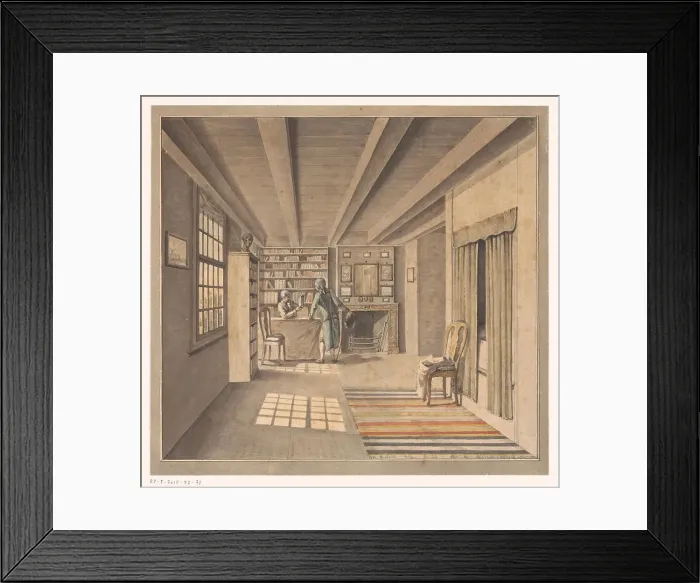 Framed Print : Interior with a bookseller, c.1800-c.1850. Creator: Anon Framed Print : Interior with a bookseller, c.1800-c.1850. Creator: Anon