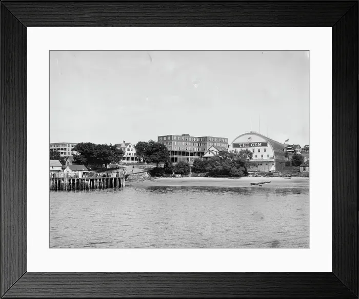 Framed Print : Forest City Landing and Gem Theatre, Peaks Island, Portland, Me. c1904. Creator: Unknown