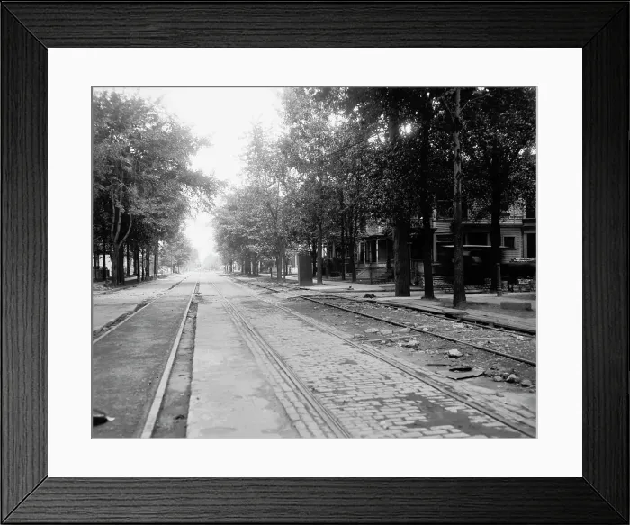 Framed Print : Construction work, grade separation from Buchanan Street, Detroit, Mich. between 1905 and 1915. Creator: Unknown Framed Print : Construction work, grade separation from Buchanan Street, Detroit, Mich. between 1905 and 1915. Creator: Unknown