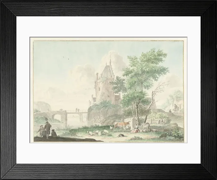 Framed Print : Summer landscape with figures and cattle, 1759. Creator: Nicolaas Aartman Framed Print : Summer landscape with figures and cattle, 1759. Creator: Nicolaas Aartman