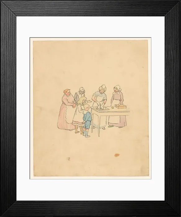 Framed Print : Group looks at woman who kneads dough, c.1880-c.1910. Creator: Anon Framed Print : Group looks at woman who kneads dough, c.1880-c.1910. Creator: Anon