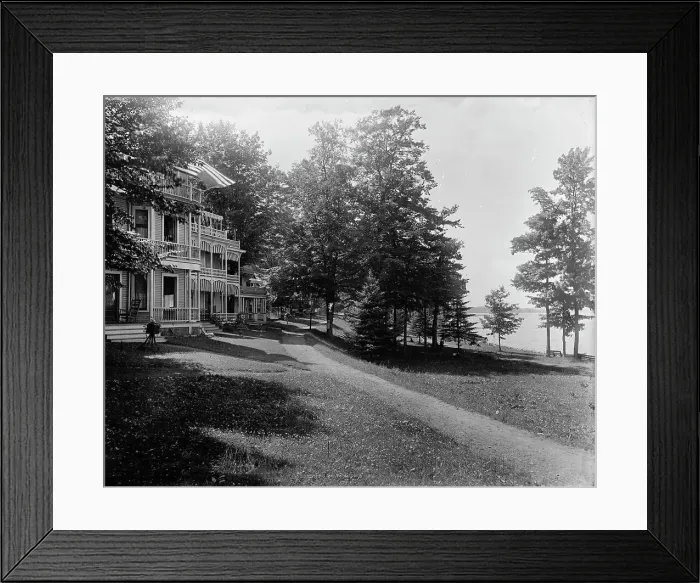 Framed Print : Cottages along the lake front, Chautauqua, c1898. Creator: Unknown Framed Print : Cottages along the lake front, Chautauqua, c1898. Creator: Unknown