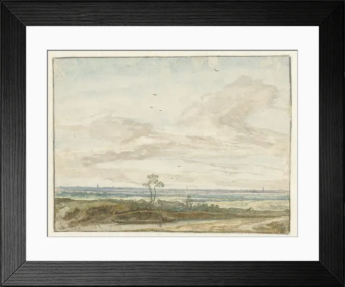 Framed Print : Panorama of a path next to a canal, 1630. Creator: Pieter Molijn Framed Print : Panorama of a path next to a canal, 1630. Creator: Pieter Molijn