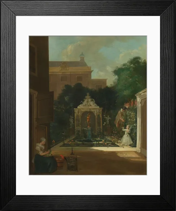Framed Print : An Amsterdam Canal House Garden, c.1740-1745. Creator: Cornelis Troost Framed Print : An Amsterdam Canal House Garden, c.1740-1745. Creator: Cornelis Troost