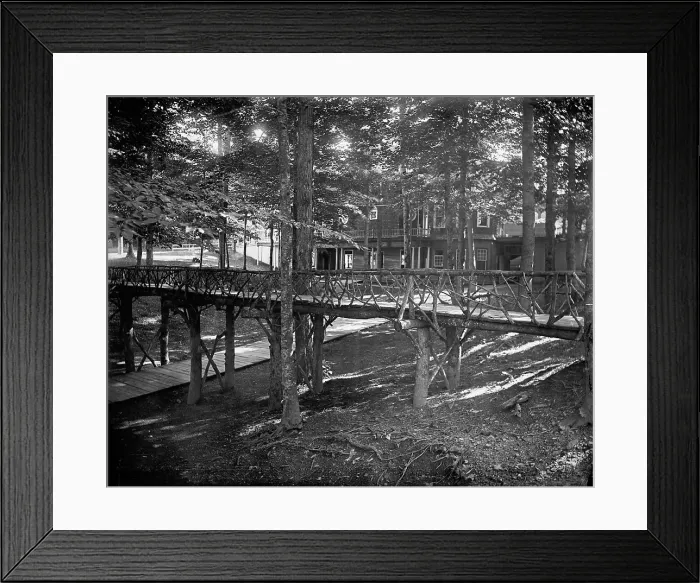 Framed Print : Rustic bridge, Chautauqua, c1898. Creator: Unknown Framed Print : Rustic bridge, Chautauqua, c1898. Creator: Unknown