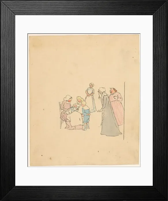 Framed Print : People admiring a baby, c.1880-c.1910. Creator: Anon Framed Print : People admiring a baby, c.1880-c.1910. Creator: Anon