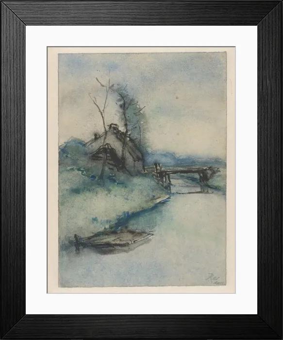 Framed Print : House by a canal, Gelderland, 1888. Creator: Pieter H.J.J. Ras Framed Print : House by a canal, Gelderland, 1888. Creator: Pieter H.J.J. Ras