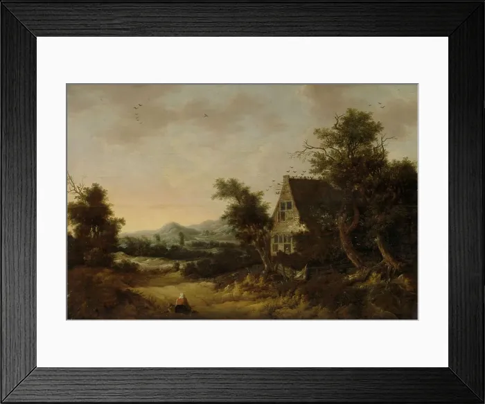 Framed Print : Hilly Landscape with Peasant Cottage, 1653. Creator: Cornelis van Zwieten Framed Print : Hilly Landscape with Peasant Cottage, 1653. Creator: Cornelis van Zwieten