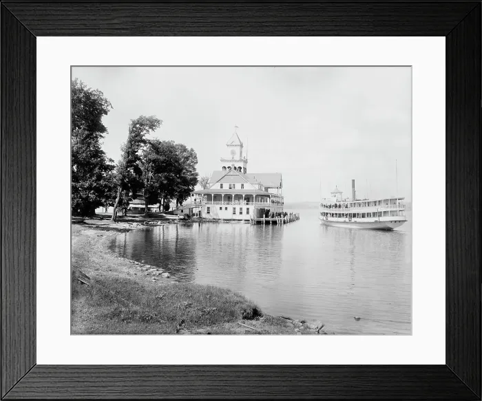 Framed Print : Steamer landing, Lake Chautauqua, between 1880 and 1899. Creator: Unknown Framed Print : Steamer landing, Lake Chautauqua, between 1880 and 1899. Creator: Unknown