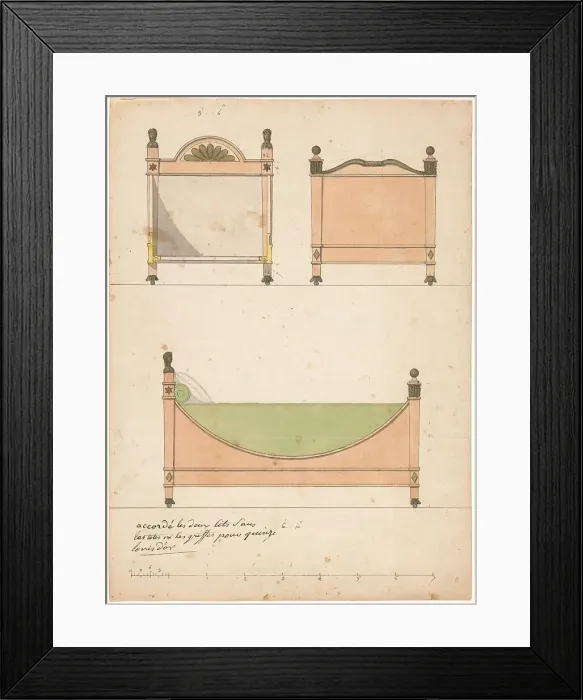 Framed Print : Design for a crib, c.1790. Creator: Anon