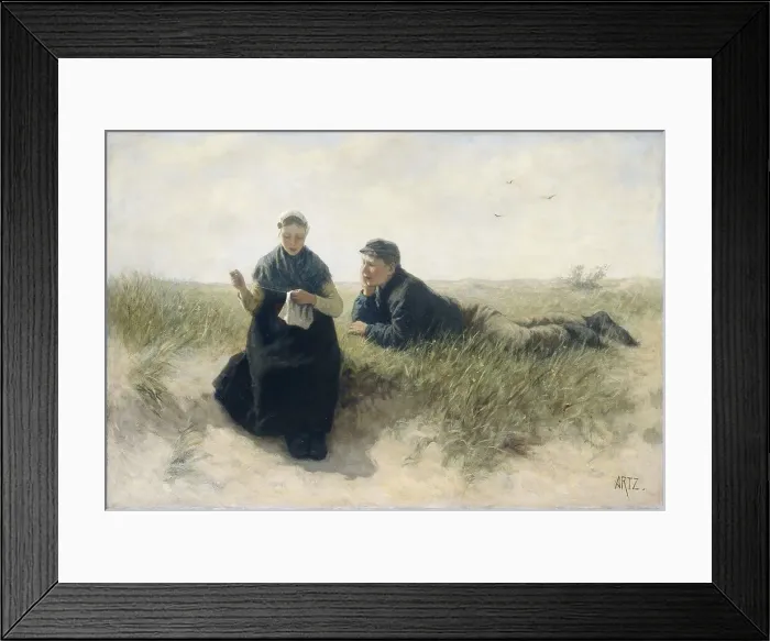 Framed Print : Boy and Girl in the Dunes, 1870-1890. Creator: David Adolf Constant Artz Framed Print : Boy and Girl in the Dunes, 1870-1890. Creator: David Adolf Constant Artz