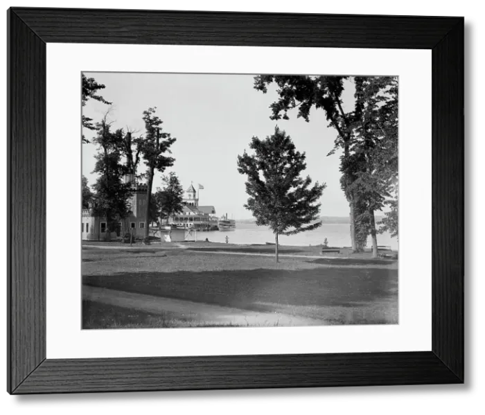 Framed Print : Steamer landing, Lake Chautauqua, between 1880 and 1899. Creator: Unknown Framed Print : Steamer landing, Lake Chautauqua, between 1880 and 1899. Creator: Unknown