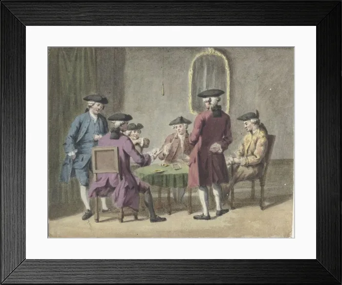 Framed Print : Men playing cards in an interior, 1735-1800. Creator: Pieter Louw Framed Print : Men playing cards in an interior, 1735-1800. Creator: Pieter Louw