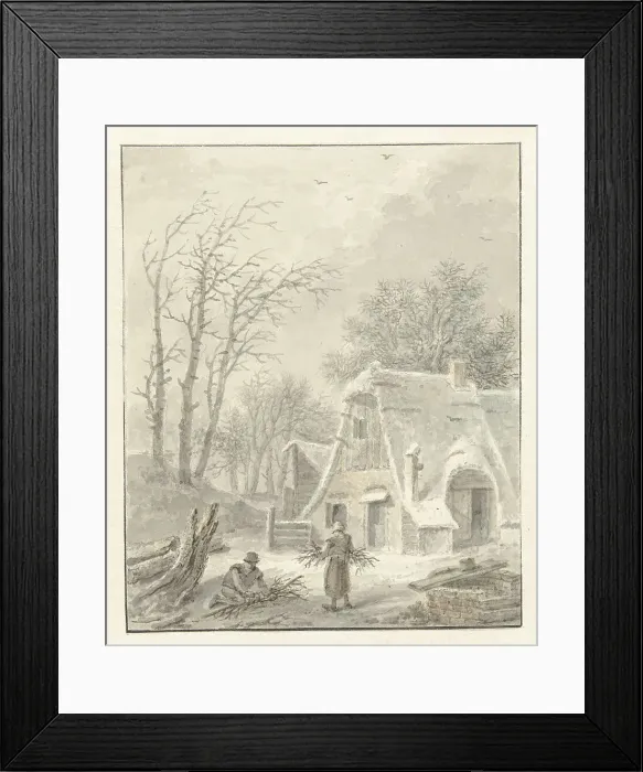 Framed Print : Winter landscape with firewood gatherers near a farm, 1838. Creator: Pieter Barbiers Framed Print : Winter landscape with firewood gatherers near a farm, 1838. Creator: Pieter Barbiers