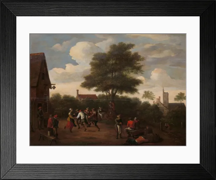 Framed Print : Peasants Dancing Outside the Crescent Tavern, in or after c.1660. Creator: Unknown Framed Print : Peasants Dancing Outside the Crescent Tavern, in or after c.1660. Creator: Unknown