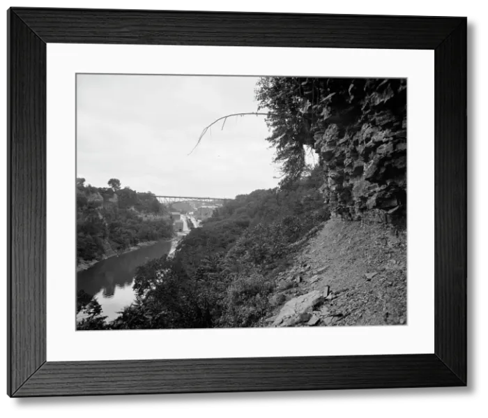 Framed Print : Falls of the Genesee from Seneca Park, Rochester, N.Y. c1904. Creator: Unknown Framed Print : Falls of the Genesee from Seneca Park, Rochester, N.Y. c1904. Creator: Unknown