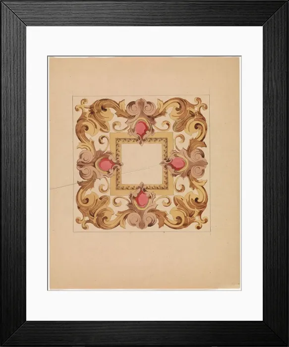 Framed Print : Design for a tile, c.1850. Creator: Anon Framed Print : Design for a tile, c.1850. Creator: Anon