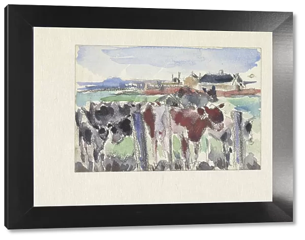 Landscape on the Schinkel with cows in the foreground, 1915. Creator: Rik Wouters