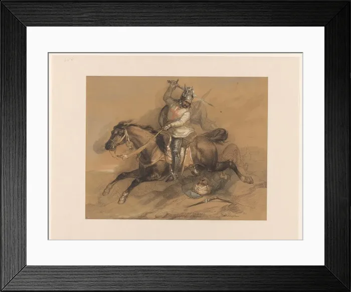 Framed Print : Crusader defeating a Turkish soldier, 1820-1883. Creator: Theodoor Schaepkens Framed Print : Crusader defeating a Turkish soldier, 1820-1883. Creator: Theodoor Schaepkens