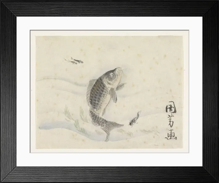 Framed Print : Carp and three smaller fish, 1808-1861. Creator: Utagawa Kuniyoshi Framed Print : Carp and three smaller fish, 1808-1861. Creator: Utagawa Kuniyoshi