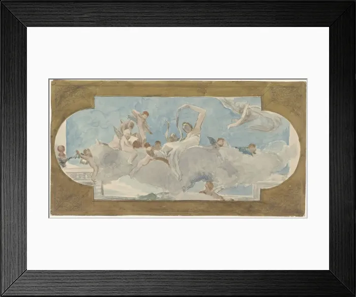 Framed Print : Ceiling painting with figures seated on clouds, 1872-1904. Creator: Wilhelm Cornelis Bauer Framed Print : Ceiling painting with figures seated on clouds, 1872-1904. Creator: Wilhelm Cornelis Bauer