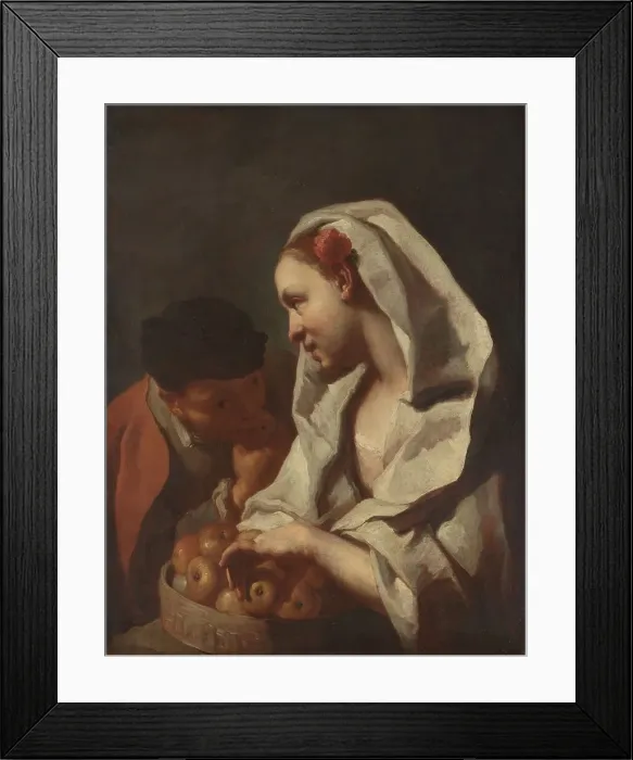 Framed Print : Girl Selling Fruit, 1745-1770. Creator: Domenico Maggiotto Framed Print : Girl Selling Fruit, 1745-1770. Creator: Domenico Maggiotto